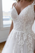 V Neck Open Back Lace Wedding Dresses Aline