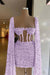 Charming Sequined Pleated Sheath Homecoming Dress Short with Long Sleeves Lilac