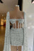 Charming Sequined Pleated Sheath Homecoming Dress Short with Long Sleeves Silver
