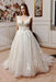 RjerStore A Line V-Neck Spaghetti Sleeveless Tulle Applique Prom Dresses