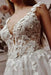 RjerStore A Line V-Neck Spaghetti Sleeveless Tulle Applique Prom Dresses