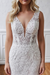 V Neck Sleeveless Backless Covered Button Mermaid Wedding Dresses