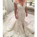 V-Neck Sleeveless Mermaid Wedding Dress with Lace Appliques