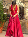 A-Line/Princess V-Neck Sleeveless Sweep/Brush Train Elastic Woven Satin Dresses - Prom Dresses