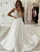 V Neck White Lace Long Wedding Dresses, Long White Lace Prom Dresses, White Formal Evening Dresses