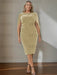 Plus size champagne velvet dress with a cowl neck and cape sleeves