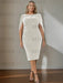Plus size ivory velvet dress with a cowl neck and cape sleeves