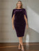 Plus size plum velvet dress with a cowl neck and cape sleeves