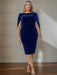 Plus size royal blue velvet dress with a cowl neck and cape sleeves
