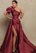 Vintage Burgundy One-Shoulder Mermaid Prom Dress with Slit