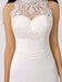 Vintage Inspired Illusion Neck Sheath/Column Wedding Dress with Lace Overlay misshow