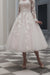 Elegant Tulle Aline Wedding Dress with Appliques Long Sleeves Tea Length Bridal Dress