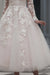 Elegant Tulle Aline Wedding Dress with Appliques Long Sleeves Tea Length Bridal Dress