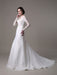 2021 Vintage Lace Wedding Dress A-line With Long Sleeves Pearls Applique And Chapel Train
