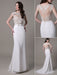 Vintage Wedding Dress Lace And Chiffon Sheath With Stunning Bateau Illusion Neckline And Illusion Back misshow