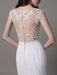 Vintage Wedding Dress Lace And Chiffon Sheath With Stunning Bateau Illusion Neckline And Illusion Back misshow