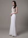 Vintage Wedding Dress Lace And Chiffon Sheath With Stunning Bateau Illusion Neckline And Illusion Back misshow