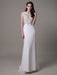 Vintage Wedding Dress Lace And Chiffon Sheath With Stunning Bateau Illusion Neckline And Illusion Back misshow