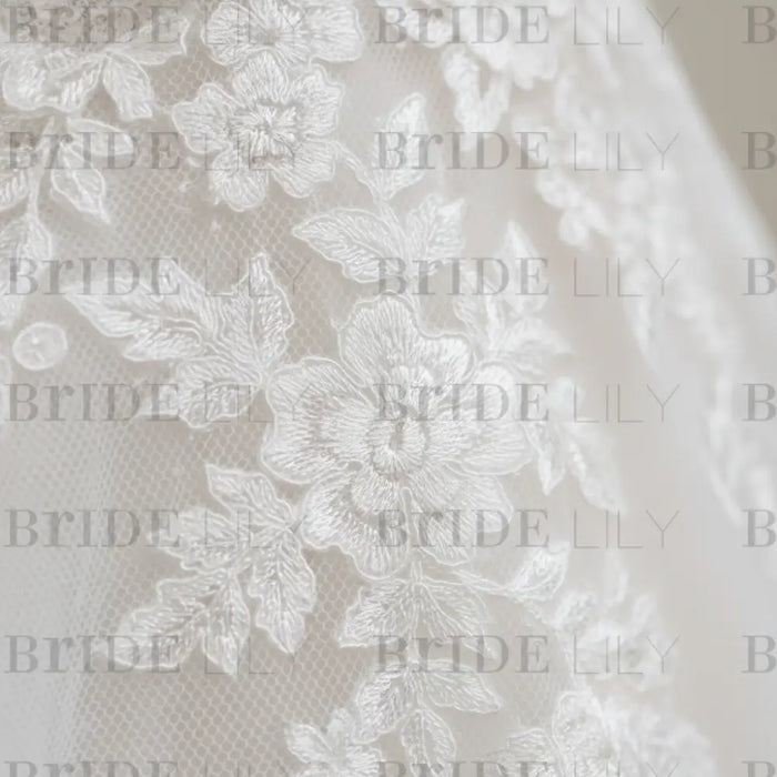 Vintage V Neck Sleeveless Tulle Appliqued Wedding Dress - Wedding Dresses