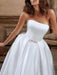 Vintage Wedding Dress Strapless Sleeveless Natural Waist Satin Fabric Floor Length Bows Traditional Dresses For Bride