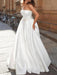 Vintage Wedding Dress Strapless Sleeveless Natural Waist Satin Fabric Floor Length Bows Traditional Dresses For Bride