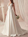 vintage wedding dresses 2021 a line v neck sleeveless floor length pleat bridal gowns with train