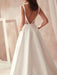 vintage wedding dresses 2021 a line v neck sleeveless floor length pleat bridal gowns with train