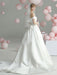 Vintage Wedding Dresses Chapel Train Sweetheart Neck Sleeveless Ruffles Satin Fabric Bridal Gowns