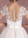 Vintage Wedding Dresses Short Lace Applique Bridal Gown Illusion Bow Sash Bridal Dress misshow