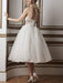 Vintage Wedding Dresses 2021 Sweetheart Neck Sleeveless A Line Tea Length Bridal Dresses