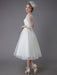 Vintage Wedding Dresses Tulle Bateau 3/4 Length Sleeve A Line Bridal Gown Short Bridal Dress