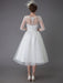 Vintage Wedding Dresses Tulle Bateau 3/4 Length Sleeve A Line Bridal Gown Short Bridal Dress