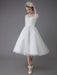 Vintage Wedding Dresses Tulle Bateau 3/4 Length Sleeve A Line Bridal Gown Short Bridal Dress