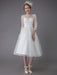Vintage Wedding Dresses Tulle Bateau 3/4 Length Sleeve A Line Bridal Gown Short Bridal Dress
