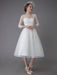 Vintage Wedding Dresses Tulle Bateau 3/4 Length Sleeve A Line Bridal Gown Short Bridal Dress