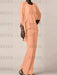 Coral waterfall jacket chiffon mother of the bride pantsuit three piece