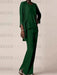 Dark Green waterfall jacket chiffon mother of the bride pantsuit three piece