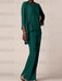 Emerald Green waterfall jacket chiffon mother of the bride pantsuit three piece
