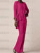 Fuchsia waterfall jacket chiffon mother of the bride pantsuit three piece