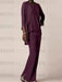 Grape waterfall jacket chiffon mother of the bride pantsuit three piece