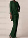 Green Black waterfall jacket chiffon mother of the bride pantsuit three piece