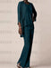 Ink Blue waterfall jacket chiffon mother of the bride pantsuit three piece