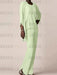 Chiffon three piece pantsuit with a waterfall jacket in light green