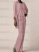 Mauve waterfall jacket chiffon mother of the bride pantsuit three piece