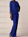 Royal Blue waterfall jacket chiffon mother of the bride pantsuit three piece