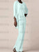 Sky Blue waterfall jacket chiffon mother of the bride pantsuit three piece