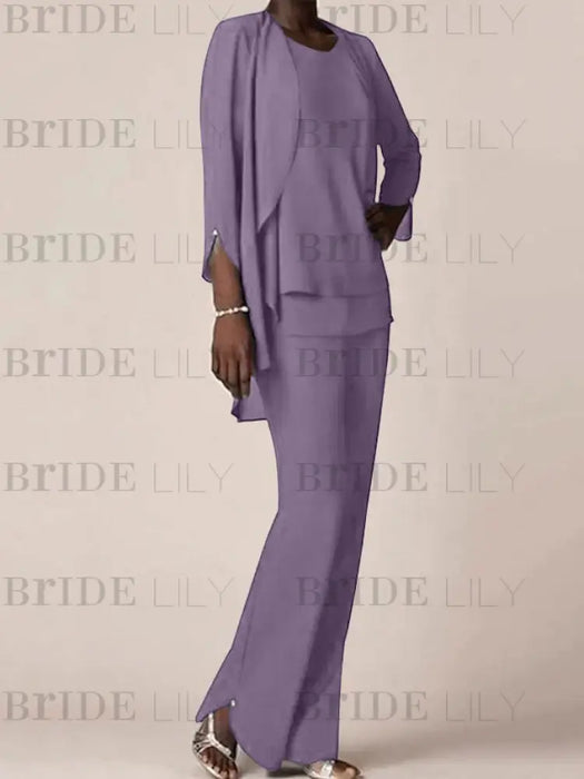 Tahiti waterfall jacket chiffon mother of the bride pantsuit three piece