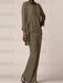 Taupe waterfall jacket chiffon mother of the bride pantsuit three piece