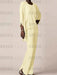 Yellow waterfall jacket chiffon mother of the bride pantsuit three piece