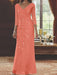 V-Neck 3/4 Sleeve Floor-Length Sequined Mother of the Bride Sheath Dress